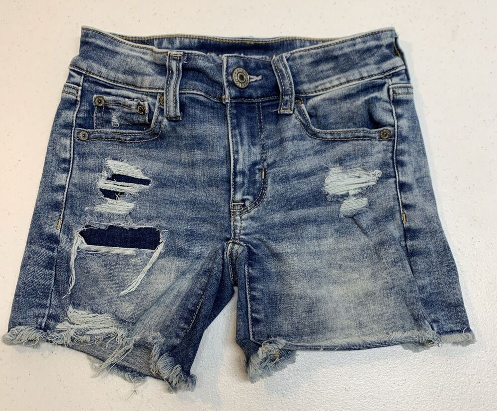 American Eagle Midi Denim Shorts Women’s 00 Next Level Stretch Cut Off Festival
